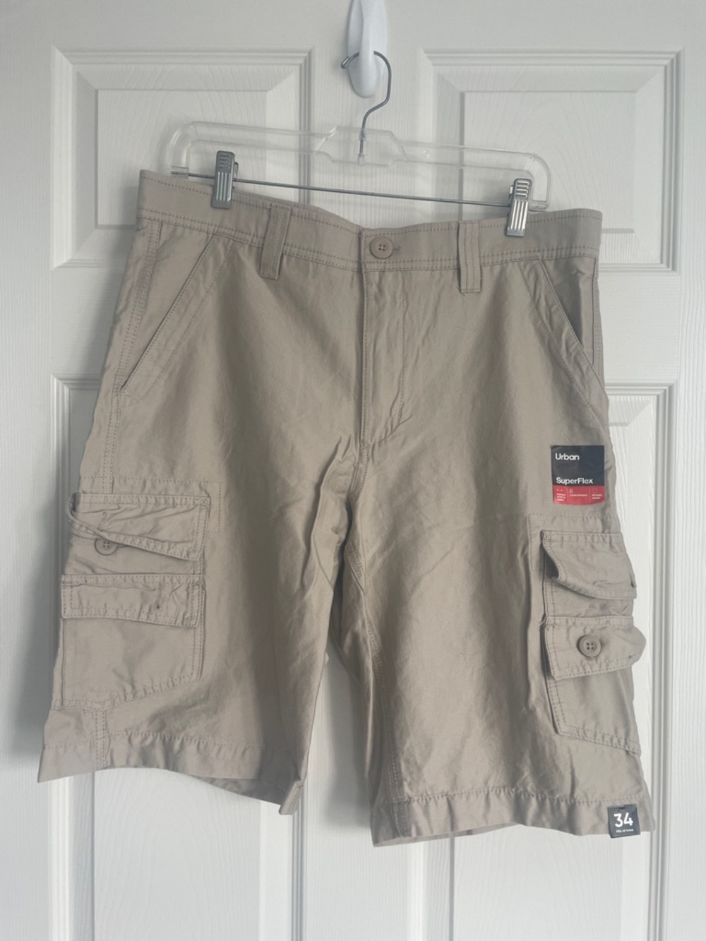 urban pipeline Beige Cargo Shorts with Multiple Flap Pockets